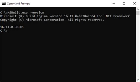 check msbuild version command line
